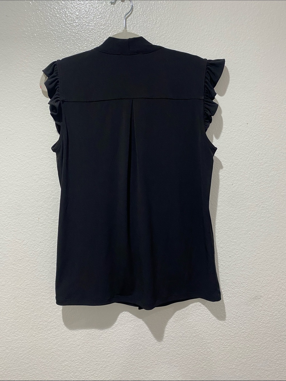 CALVIN KLEIN Black Tie-Neck Ruffle Sleeve Women's Top. Size S - Picture 5 of 10